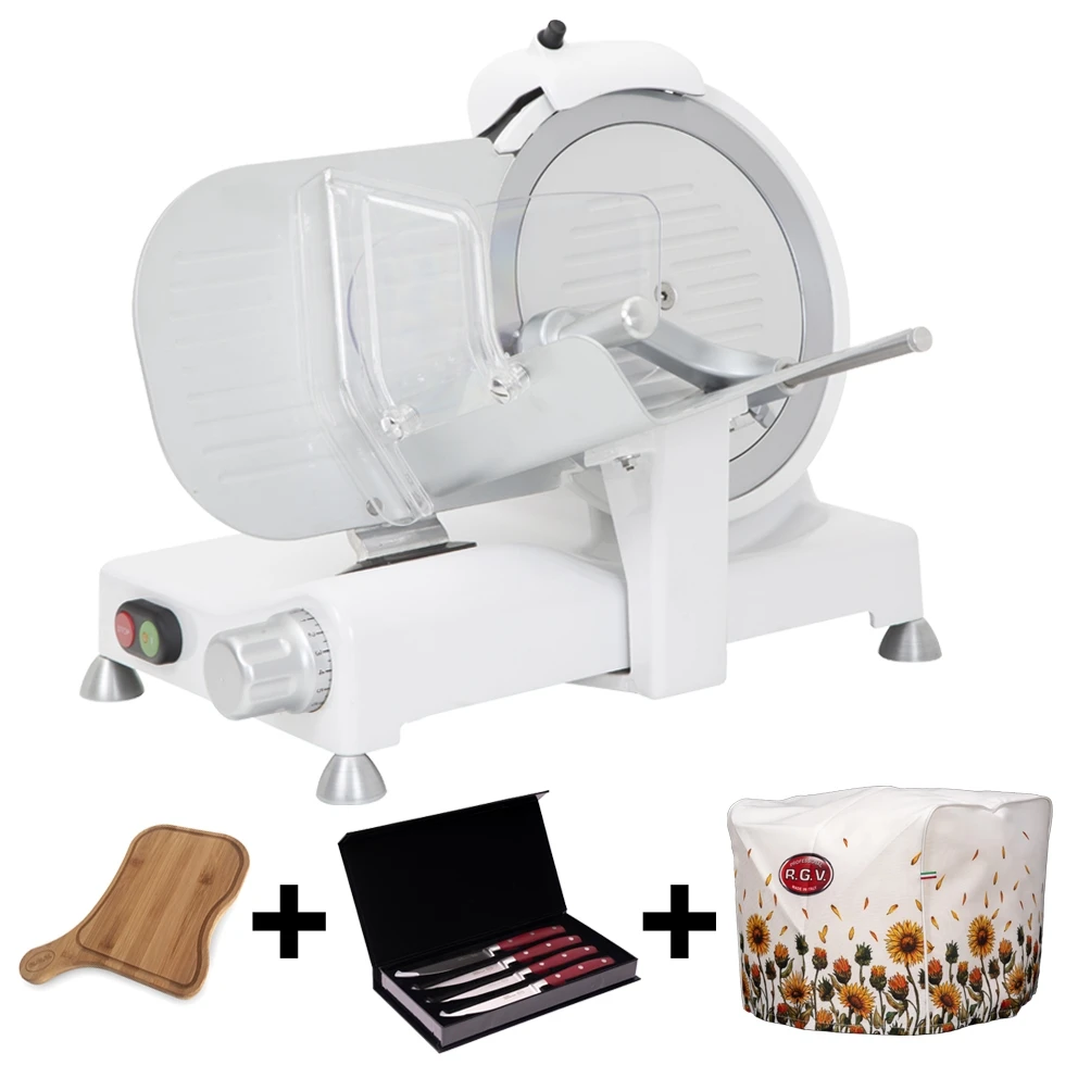 RGV PROMO Luxury 25 White Edition + Copertura motivo girasoli + Tagliere + Steak Knifes Bundle image 1