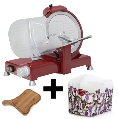 Affettatrici per la casa Luxury 25 Red Edition + Copertura motivo glicine + Tagliere Bundle
